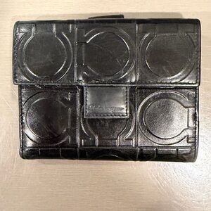 Salvatore Ferragamo Black Embossed Leather Wallet